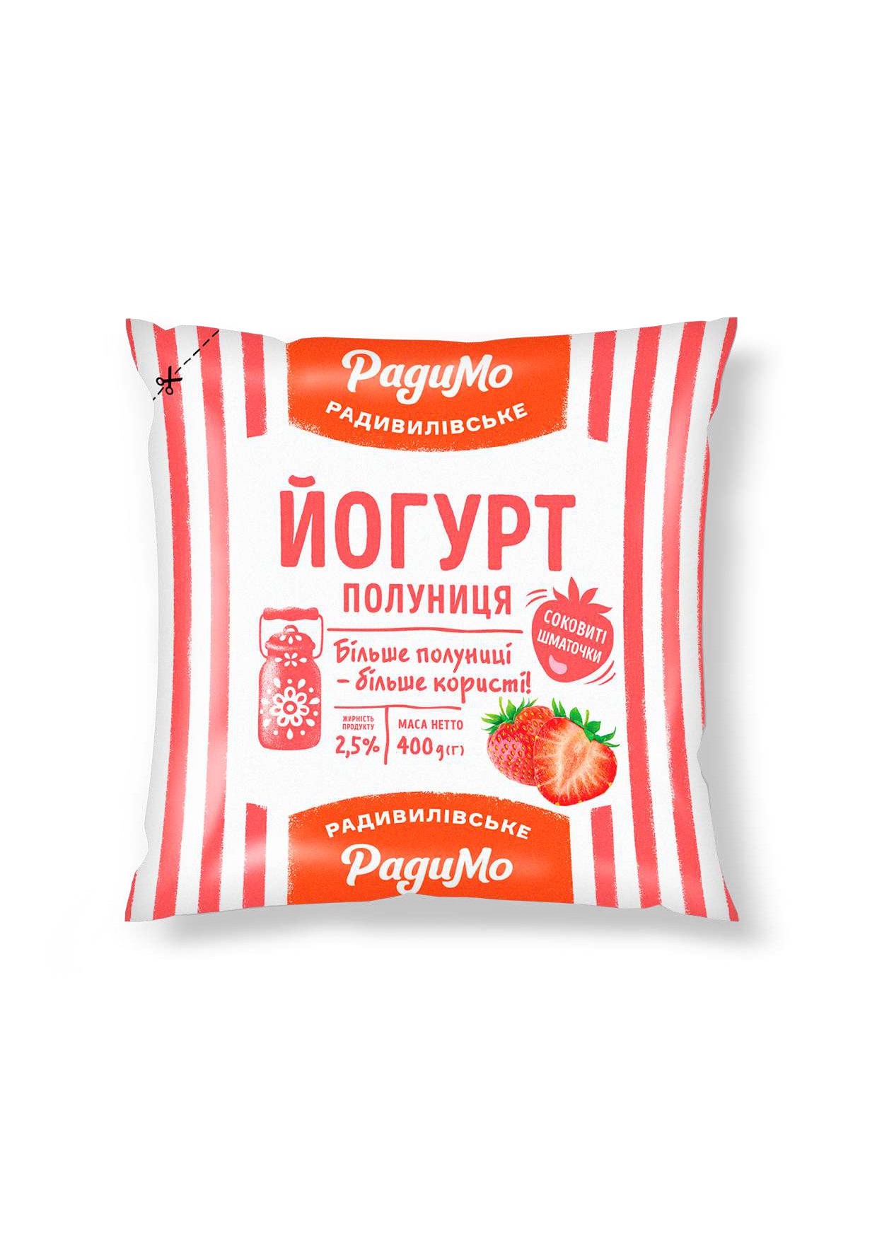Йогурт "Полуниця" п/е, 2,5% жиру, 400г /РадиМо/